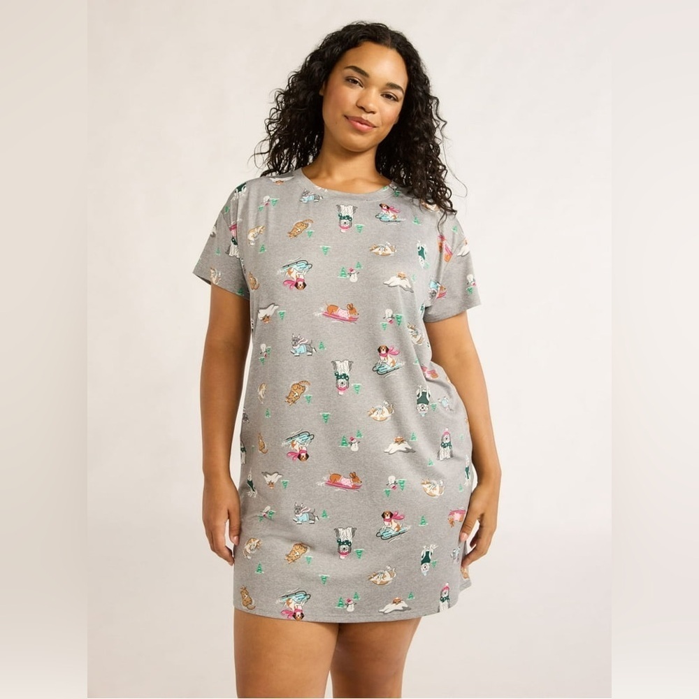 Playful Gray Graphic Pajama Shirt